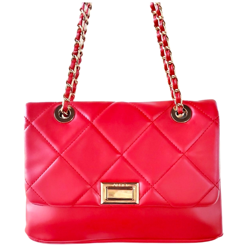 Aldo- Red Quilted Shoulder Bag EUC